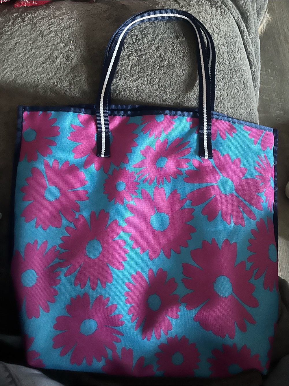Blue & Pink Floral Tote Bag. Ester Lauder